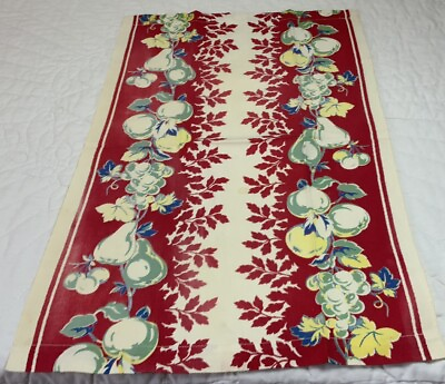 #ad Vintage Kitchen Towel Cotton Printed Fruit amp; Leaf Design Red White Blue $8.95