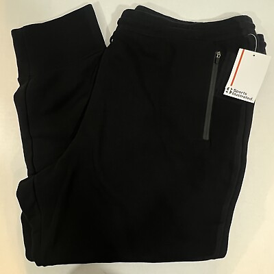 #ad Mens Sports Illustrated Slim Jogger Cuffed Pants Pockets Adjustable 2X Black NEW $29.75