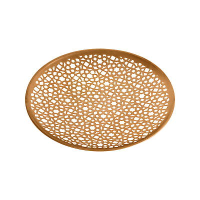 #ad Handmade Decorative Plate Round Gold Plated Iron Tray Ideal Centerpiece $23.74