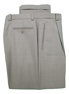 #ad Zanella Robert Mens Brown Pleated Wool Dress Pants 36 35x30.5 $53.08