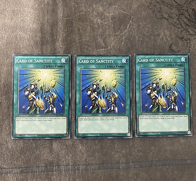 #ad Card of Sanctity X 3 1st Mint YUGIOH Cards YGLD ENC27 $4.99