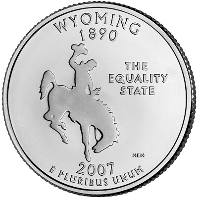 #ad 2007 P Wyoming State Quarter. Uncirculated From US Mint roll. $2.29
