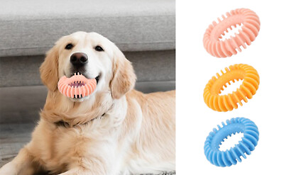 #ad Puppy Rubber Chew Ring Toys Teething Dog Bite Dental Circle Healthy Gum $7.73