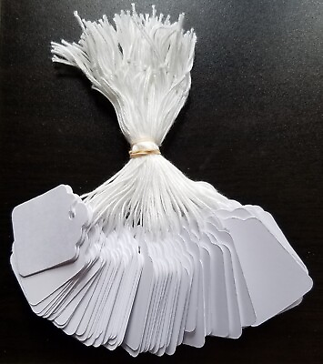 #ad 1000 Size #5 Blank White Merchandise Price Tags Strung with Strings Retail Label $17.69