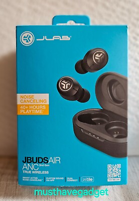 #ad New JLab JBuds Air ANC Noise Cancelling True Wireless Bluetooth Earbuds Black $39.99