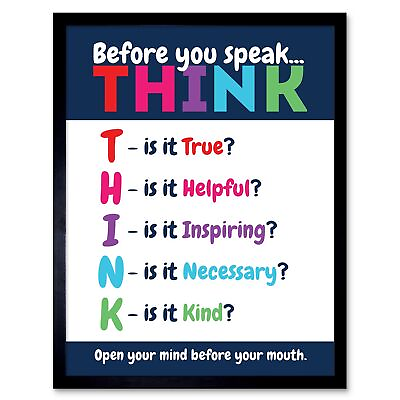 #ad Before You Speak Think Life Inspirational 12X16 Inch Framed Art Print $34.99