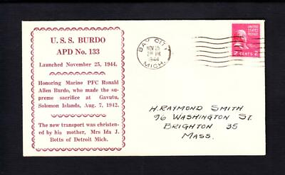 #ad WWII High Speed Transport USS BURDO APD 133 LAUNCHING Naval Cover A5227 $3.95