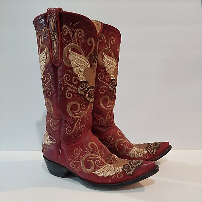 #ad Old Gringo Womens Boots RARE Grace Red with Heart Embroidery Handmade 7B $400.00