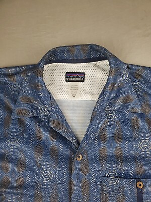 #ad Patagonia Men Shirt Medium Blue Rhythm Disco Abstract Retro Long Sleeve Pockets $39.99