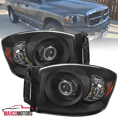 #ad Black Projector Headlights Fits 2006 2008 Dodge Ram 1500 2500 3500 Lamps 06 08 $129.49