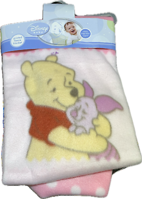 #ad Disney Baby Printed Fleece Blanket Winnie the Pooh Pink $14.99