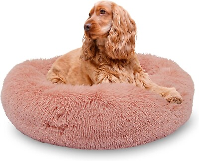 #ad NEW 30quot; PINK Dog Bed Anti Anxiety Calming for Medium Dog Puppy Cat Kitty Pet $34.99