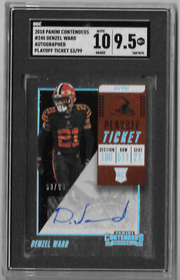 #ad DENZEL WARD 2018 PANINI CONTENDERS PLAYOFF AUTO RC 99 SGC 9.5 10 BROWNS $76.49