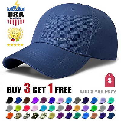 #ad Plain Baseball Cap Solid Blank Curved Visor Hat Ball Army Men Women loop Wool VC $5.25
