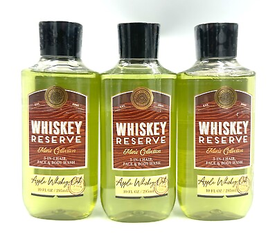 #ad Bath amp; Body Works Whiskey Reserve LOT 3 Bottles Hair Face Body Wash Shower 10 oz $23.74