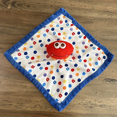 #ad Graco Red Monster Plush Baby Lovey Security Blanket Blue Trim Polka Dots Alien $12.00