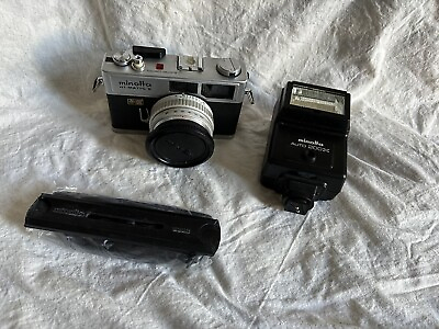 #ad Vintage Minolta Hi Matic E 35mm SLR Film Camera 40mm F1.7 Lens Flash Auto200x $118.78
