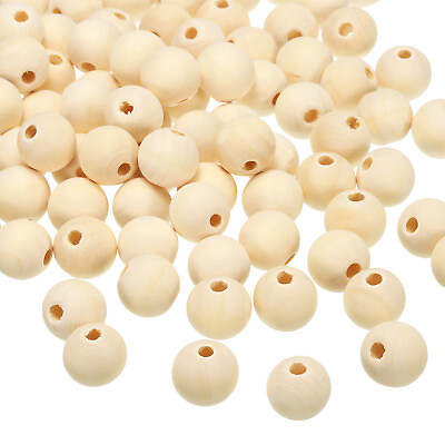 #ad 16mm Natural Wood Beads 380 Pack Unfinished Wooden Beads Round Loose Beads $27.33