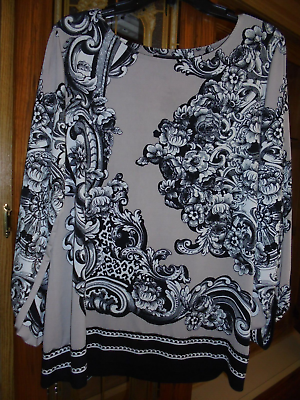 #ad Alfani black and grey floral tunic top size L $15.00