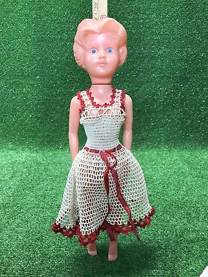 #ad Vintage Little Girl Plastic Doll MPF Hong Kong Hair in Bun Dress 19” Tall $37.34