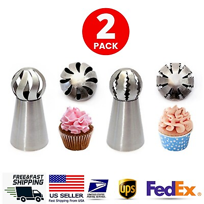 #ad 2X Russian Ball Piping Tips Stainless Steel Sphere Nozzles Tips Pastry Cake $7.99