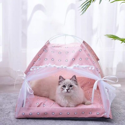 #ad Summer Pet Dog Cat Nest Bed Tent House Puppy Cushion Warm Fluffy Portable Tent $22.99