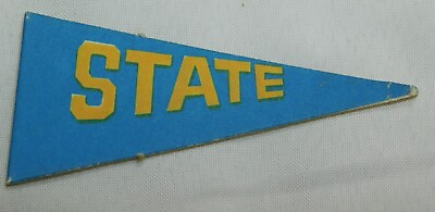 #ad VINTAGE 1962 MATTEL BARBIE BLUE YELLOW STATE CARDBOARD PENNANT FLAG $3.00