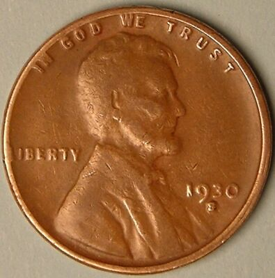 #ad 1930 S Lincoln Wheat Penny G VG $2.05