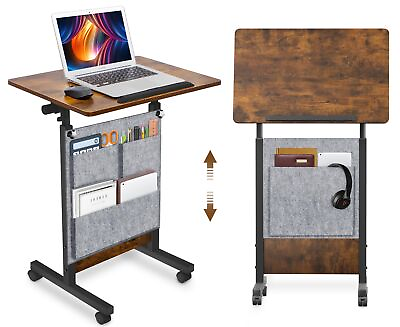 #ad Height Adjustable Standing Desk with Storage Bag 16 x 24 in Portable Rolling... $117.13