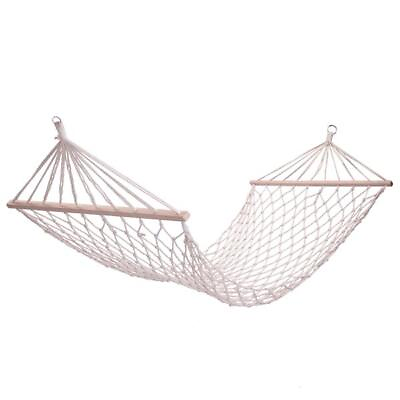 #ad White Outdoor Mesh Cotton Rope Swing Hammock Hanging on the Porch or Beach $28.99