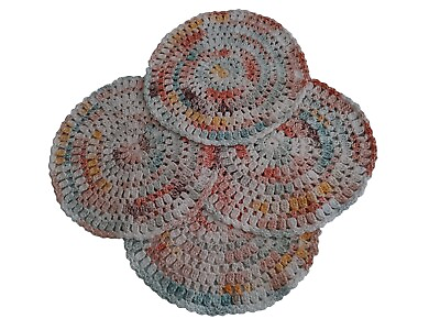 #ad ☆NEW ROUND PLACEMATS SET OF 4 WOVEN ROUND TABLE MATS 15 INCH BRAIDED BORDER $29.97