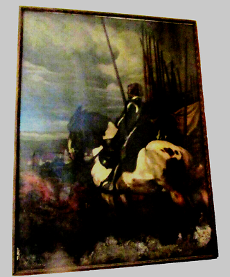#ad LARGE 30quot; x 20quot; Framed REALISTIC HISTORICAL BATTLE SCENE Print Under Glass $145.00
