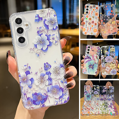 #ad For Samsung Galaxy A54 A14 S23 S24 Fashion Flower Pattern Clear Slim Phone Case $10.79