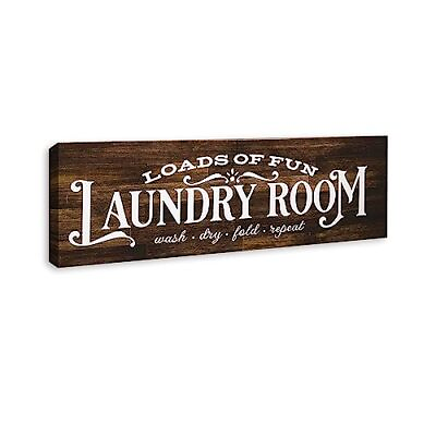 #ad Laundry Room Framed Wall Art Beautiful Stretched Canvas Framed Rustic Farmh... $26.52