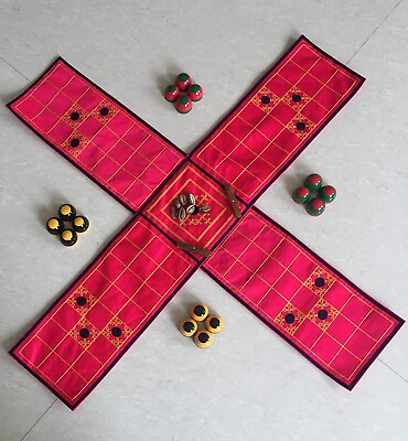 #ad TRADITIONAL CLASSIC INDIAN CHAUSAR CHOPAD PARCHEESI LUDO GAME PINK $115.00