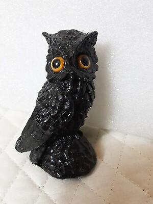 #ad Vintage Hand Carved Black Owl Coal from Scranton Pennsylvania 3.25quot; $15.99