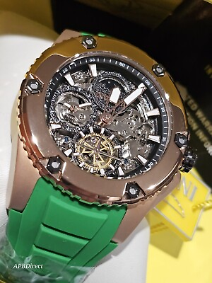 #ad Invicta AKULA Automatic Dual Time Skeleton Green Gold mens watch $164.49