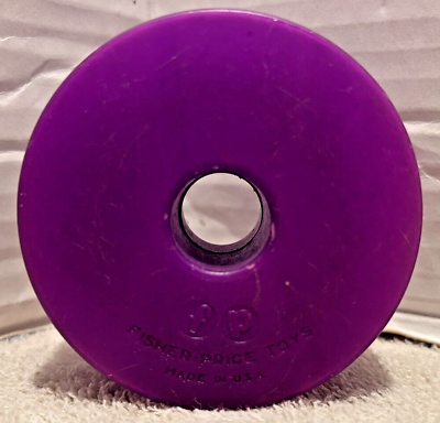 #ad Vintage Fisher Price Replacement Purple Round Plastic Block Made in USA {A4} $5.10