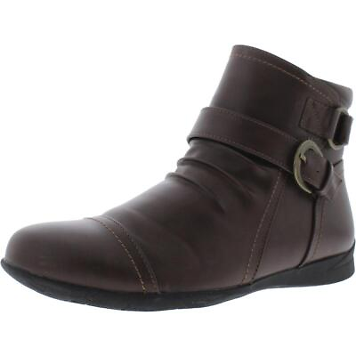 #ad Wanderlust Womens Mandy Brown Buckled Ankle Boots Shoes 8 Wide CDW BHFO 7067 $17.99