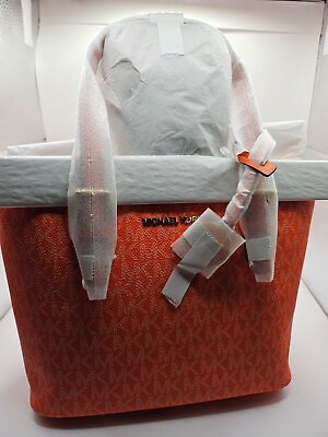 #ad Michael Kors Jet Set Travel Extra Small Logo Top Zip Tote Bag Orange $150.00