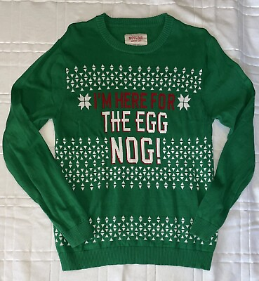 #ad Mossimo Ugly Christmas Sweater Men#x27;s Medium Green “I’m Here For The Egg Nog” $19.99