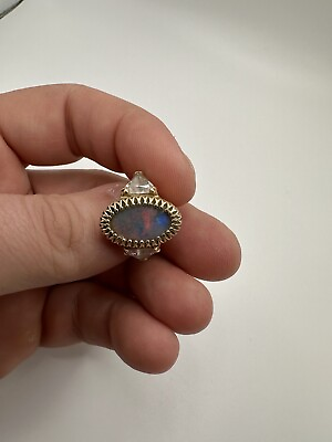 #ad Vintage 14k Yellow Gold Huge Opal 18mm X 12mm Ring Size 8 Weight 6.36g $560.00