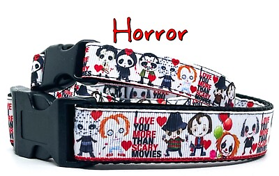 #ad Horror dog collar handmade adjustable buckle collar 1quot; or 5 8quot; wide or leash $25.00