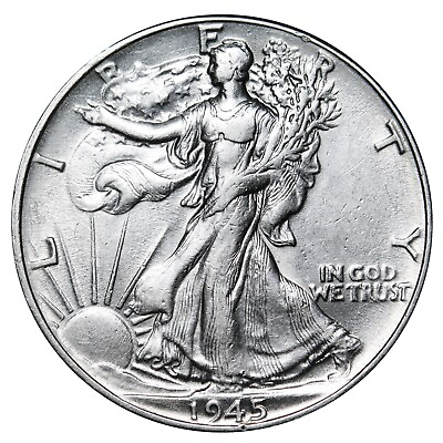 #ad 1945 Walking Liberty Half Dollar In AU Condition $20.00