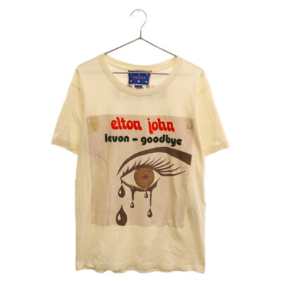 #ad GUCCI Elton John Print Short Sleeve T shirt Ivory 493117 X3M44 $393.97