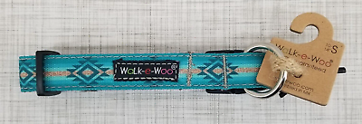 #ad Walk e Woo Tourqoise Sky Aztec Southwest Printed Nylon Small Dog Collar New $24.99