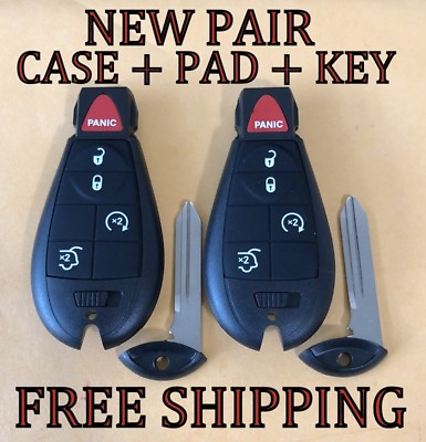 #ad X2 REPLACEMENT JEEP GRAND CHEROKEE REMOTE KEY FOB CASE SHELL amp; PAD FOR 68066849 $11.66