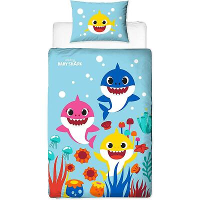 #ad #ad Baby Shark Single Duvet Cover Set 2 in 1 Designs Kids Bedding Rainbow $31.14
