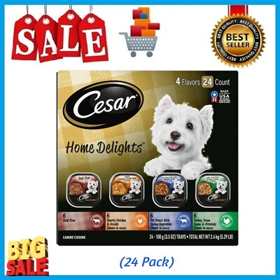 #ad Cesar Home Delights Wet Dog Food Variety Pack 3.5 oz Trays 24 Pack $29.01