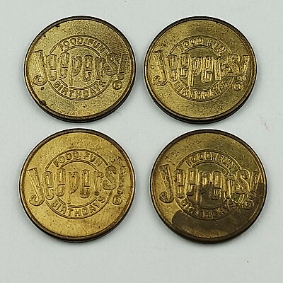 #ad 4 Jeepers Food Fun Birthdays No Cash Value Tokens Coin 4 Bronze Brass $4.98